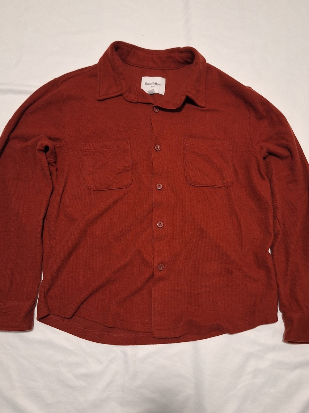Goodfellow Mens Casual Button-Down Fleece Shirt Jacket Burnt Red L